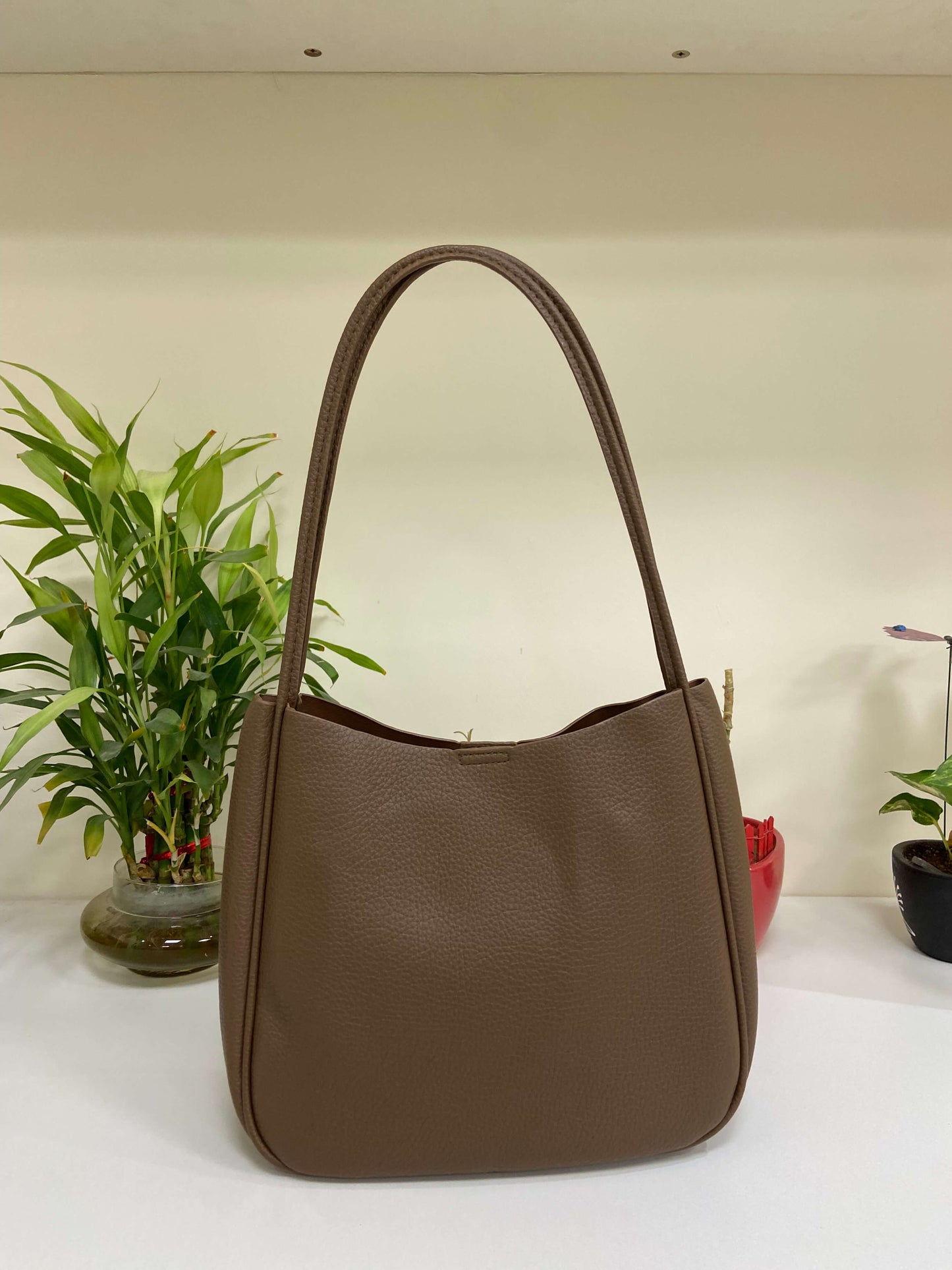 Faux Leather Mini Bucket Tote Bag