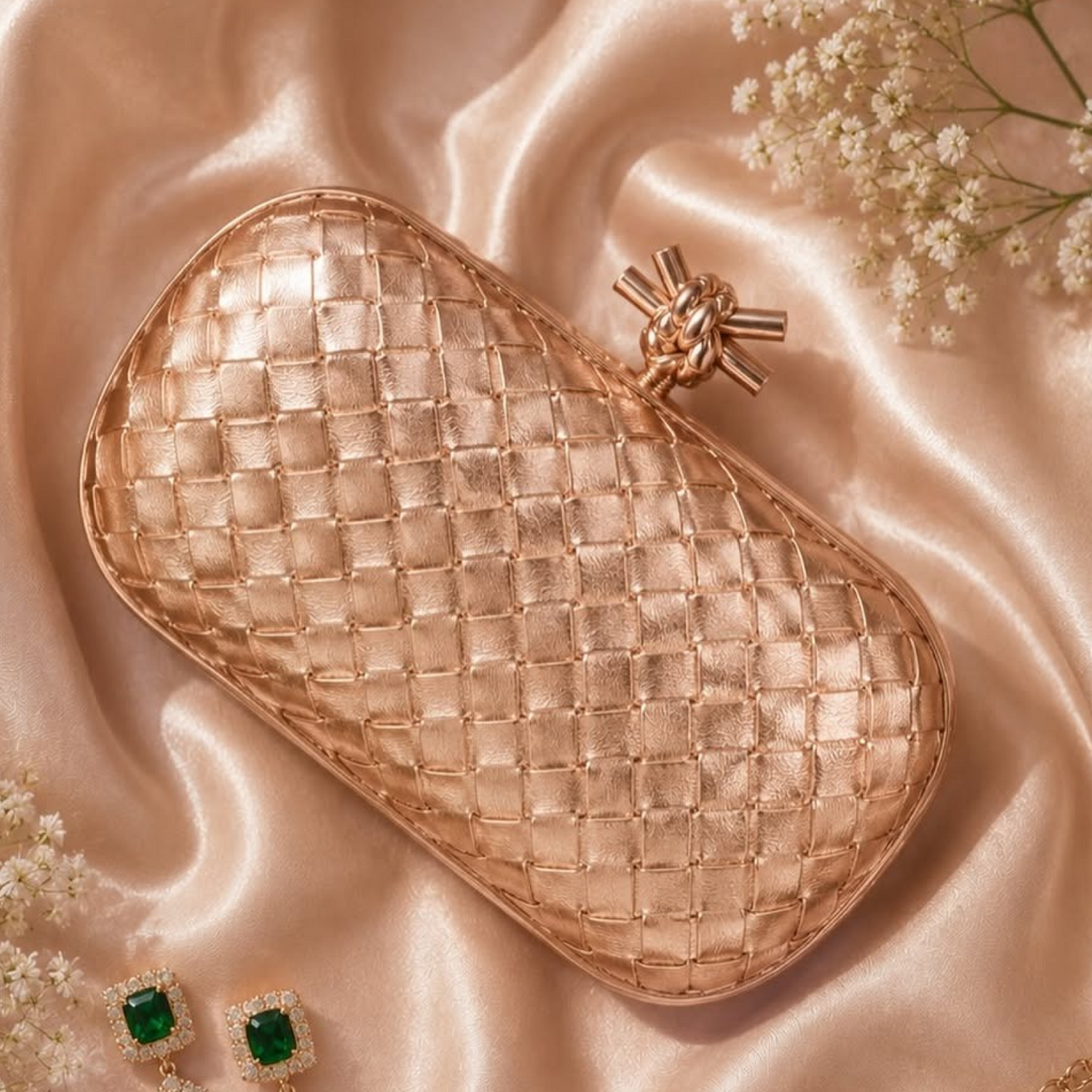 Woven box clutch