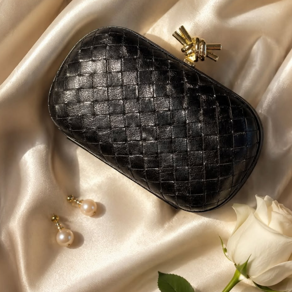 Woven box clutch