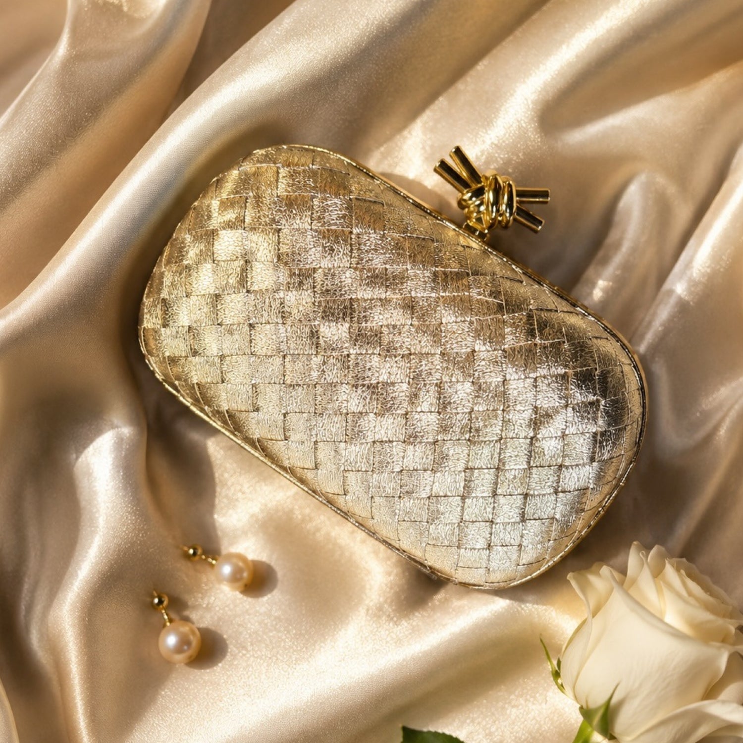 Woven box clutch