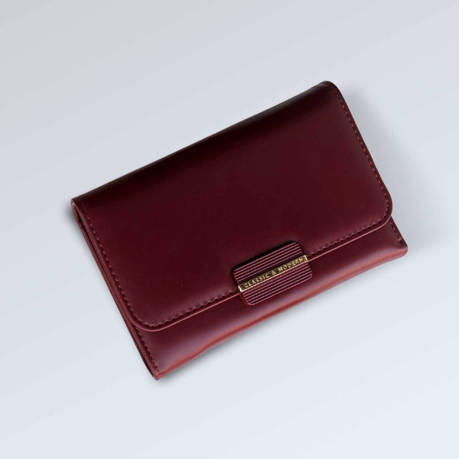 Maroon leather clutch wallet