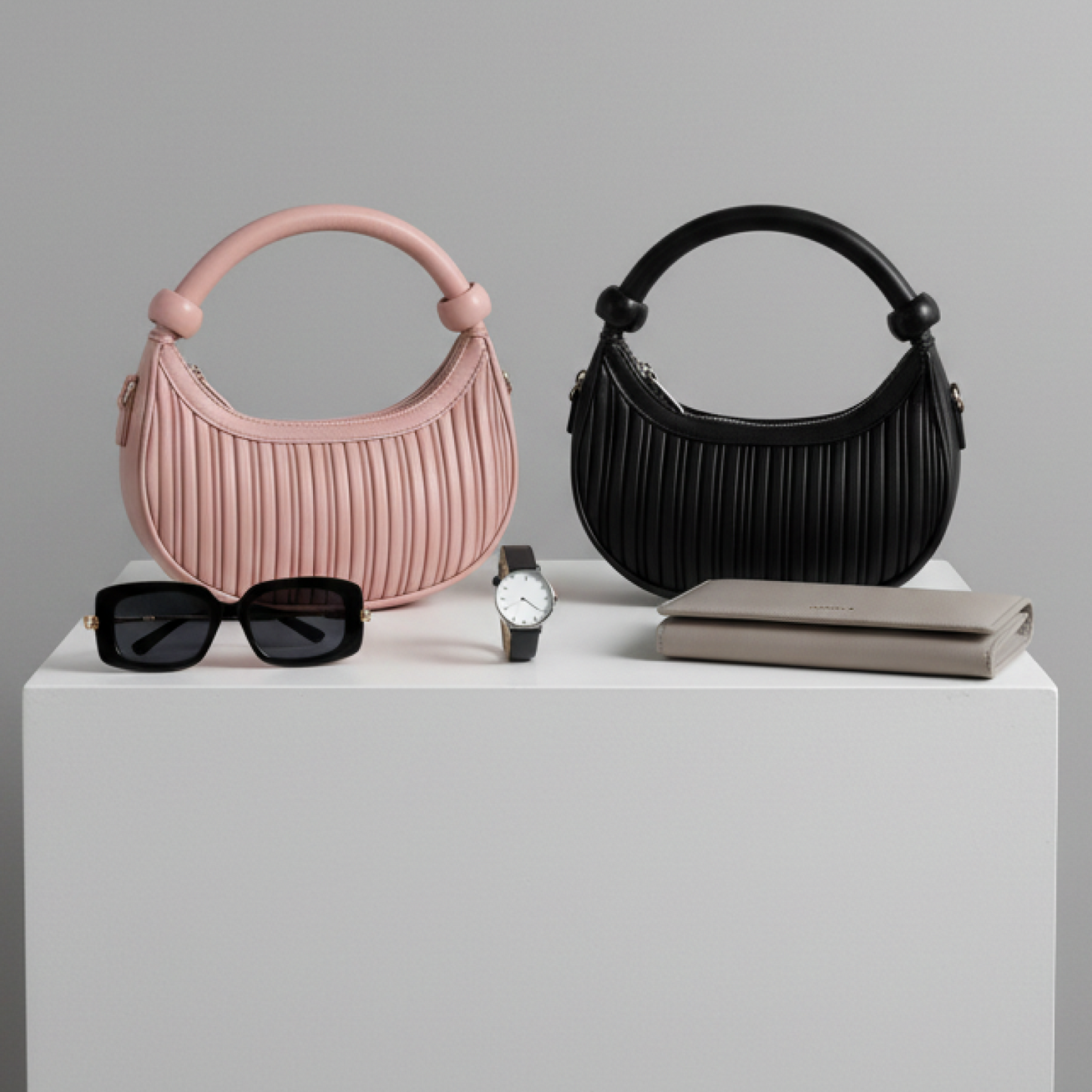 Crescent Pleated Bag