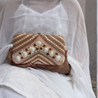 Embroidered Seashell Clutch