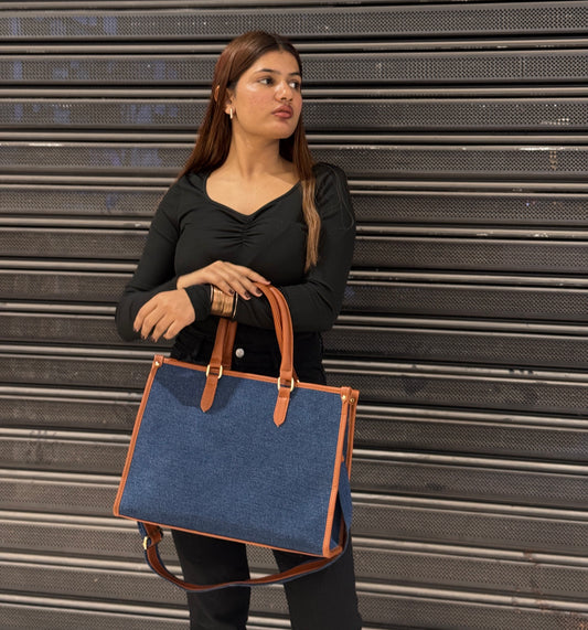Denim office bag