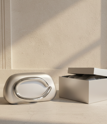 Ivory sculpted clutch bag