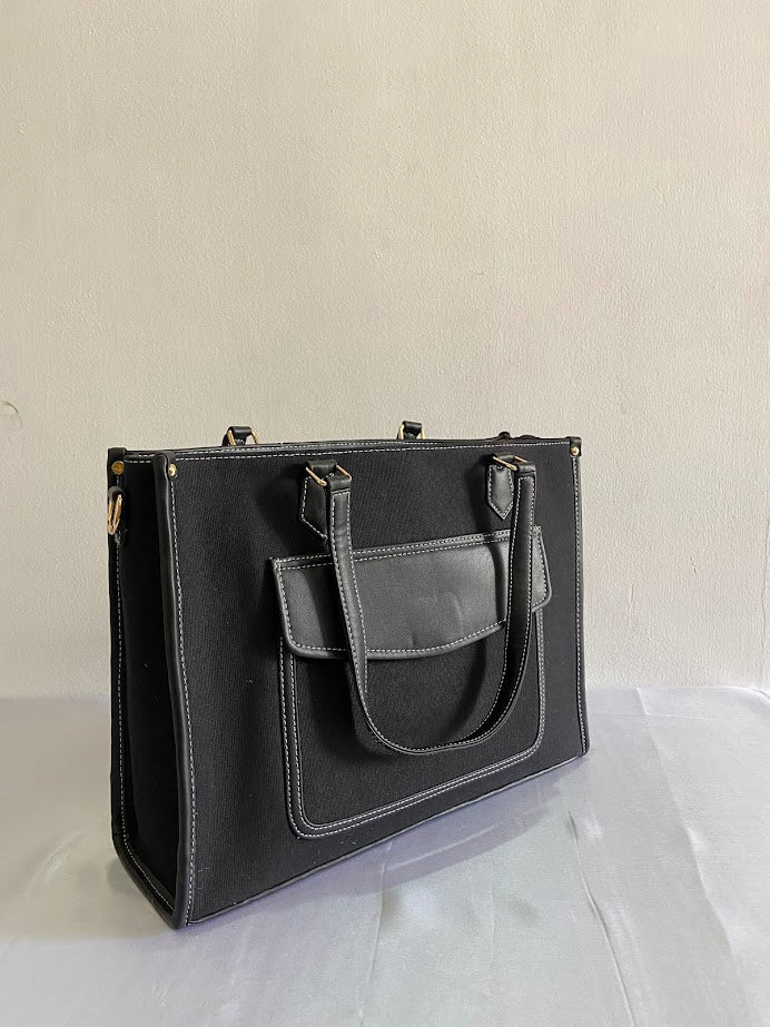 Canvas Office Tote Bag With Pouch