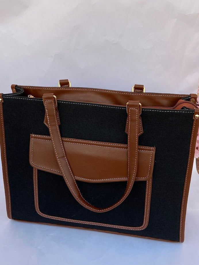 Canvas Office Tote Bag With Pouch