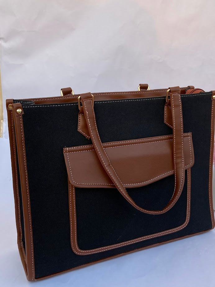 Canvas Office Tote Bag With Pouch